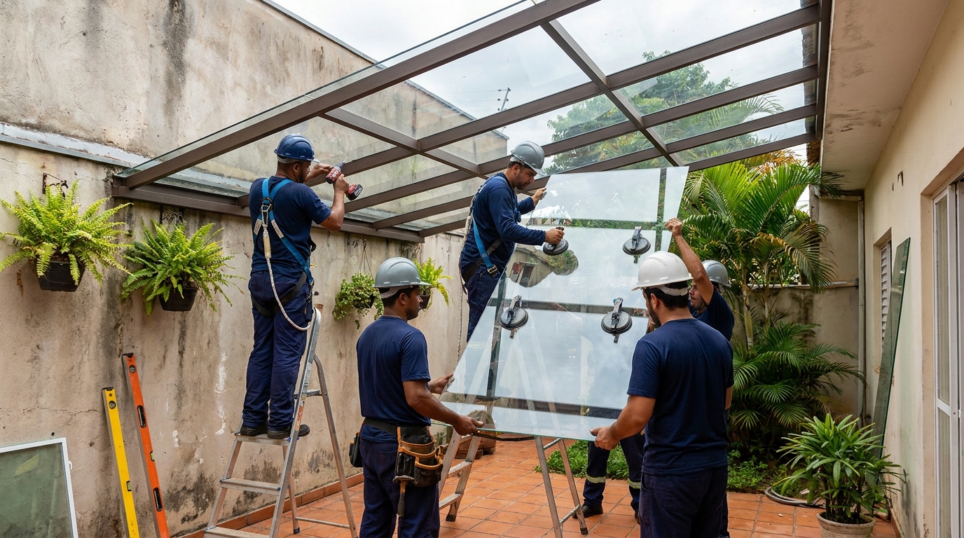 Instalação de cobertura de vidro em Maceió-AL