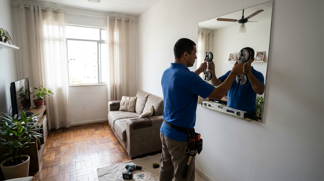 Espelho sob medida com parquet em Maceió-AL