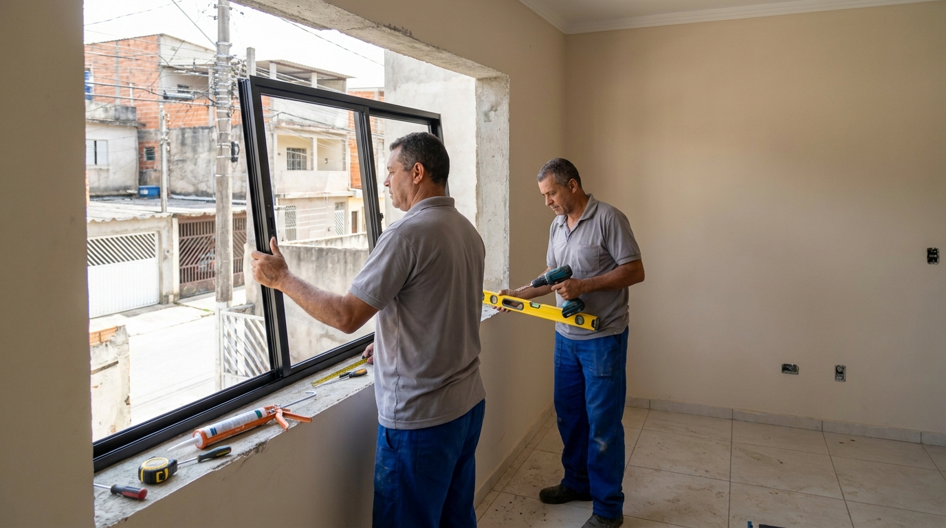 Esquadria de alumínio com vista para rua em Maceió-AL