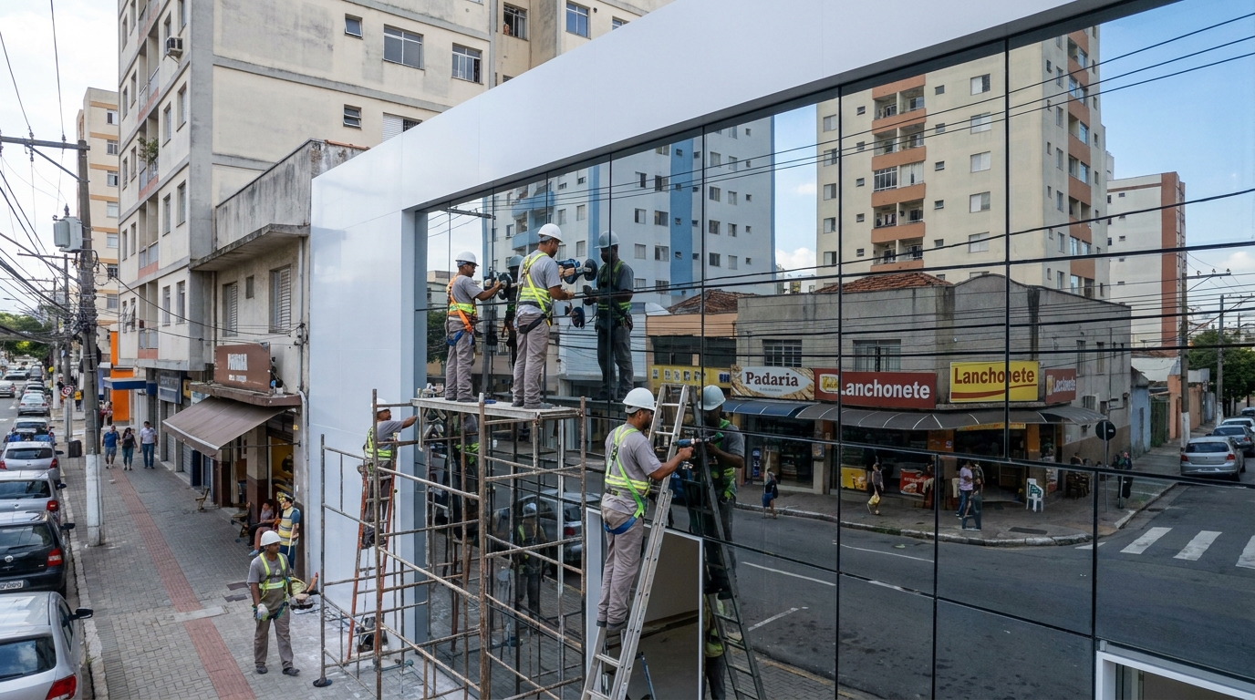Fachada espelhada em esquina em Maceió-AL